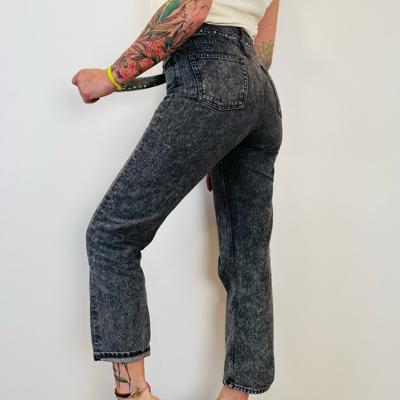 Sandro Paris Acid Wash Denim High-Rise Tapered Jeans - Picture 5 of 9